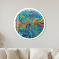 Stained Glass Radial Swirl with white frame