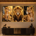 Golden Lion Family with gold frame
