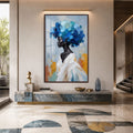 Artronauts Glass Print 12x18 cm | 4.7"x7.1" / Walnut Blue Blossom Crown Glass Wall Art