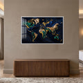 Gilded World Map with white frame