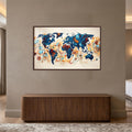 Abstract World Currents with walnut frame