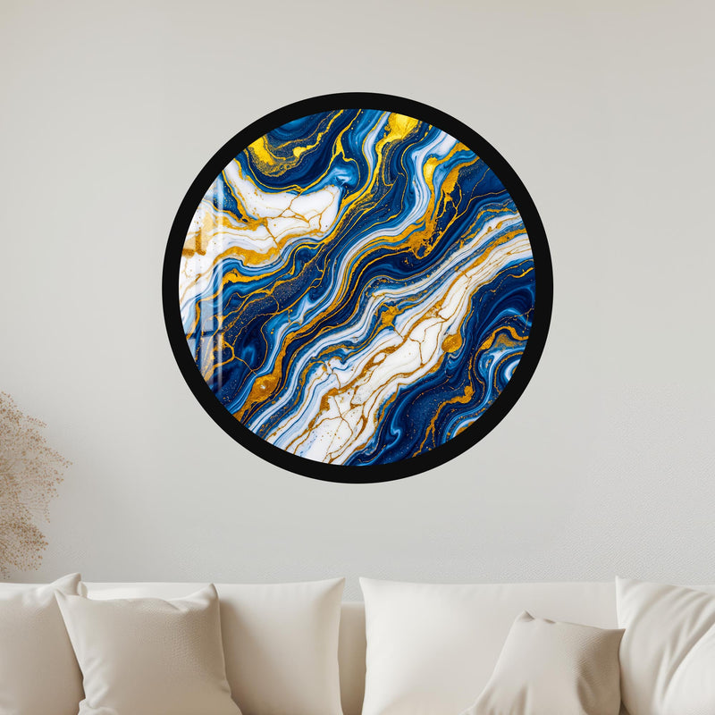 Sapphire Marble Flow with gold frame