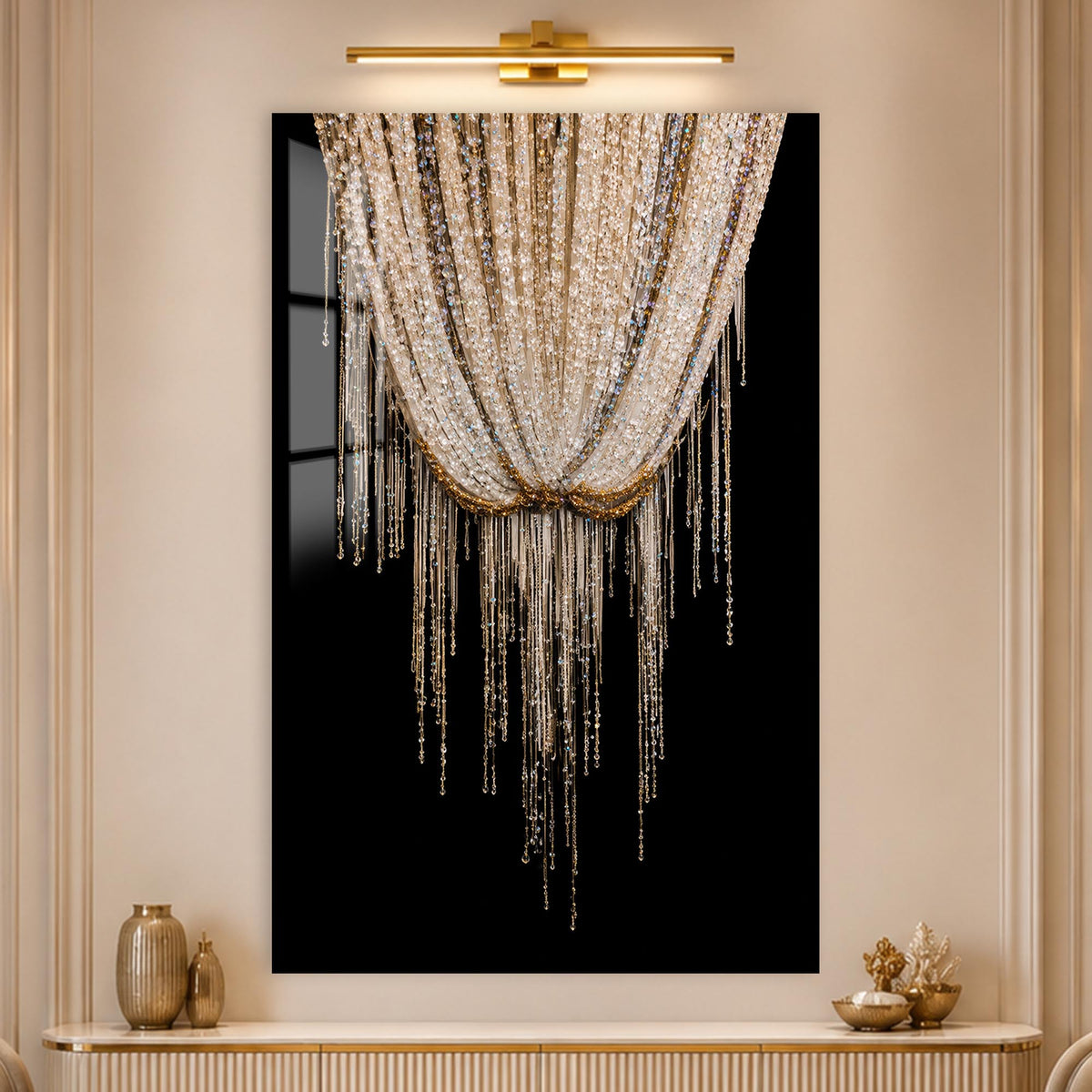 Crystal Cascade in a modern room