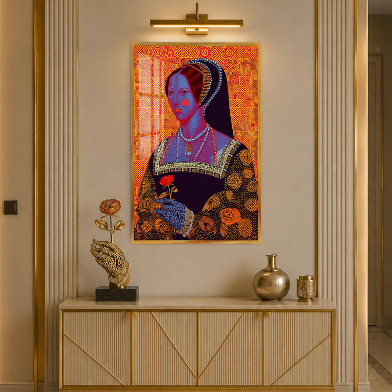 Neon Tudor Muse with gold frame