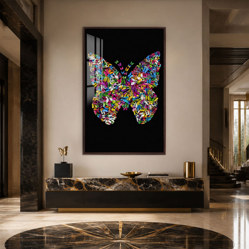 Artronauts Glass Print 12x18 cm | 4.7"x7.1" / Walnut Butterfly Ascension Glass Wall Art