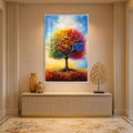 Rainbow Tree Mosaic with white frame