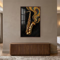 Golden Jazz Saxophone with walnut frame