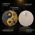 Floral Yin Yang — tempered glass, ultra HD print, ready to hang