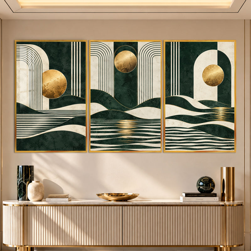 Emerald Gold Abstract with gold frame
