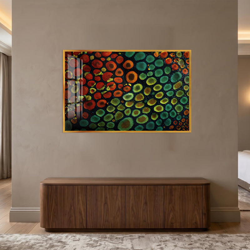 Chromatic Cellular Mosaic with gold frame