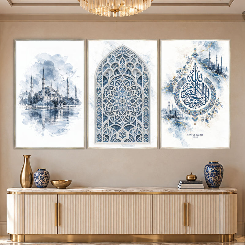 Islamic Blue with silver frame