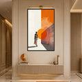 Artronauts Glass Print 12x18 cm | 4.7"x7.1" / Black Woman At The Orange Portal Glass Wall Art