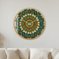 Teal Jeweled Mandala with gold frame