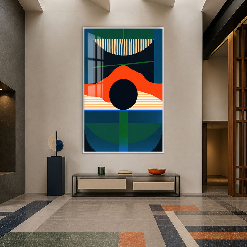 Artronauts Glass Print 12x18 cm | 4.7"x7.1" / White Modern Geometric Rhythm Glass Wall Art