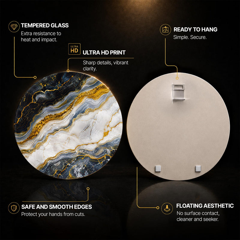 Gilded Marble Flow — tempered glass, ultra HD print, ready to hang