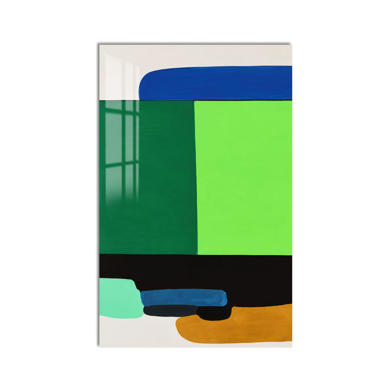 Artronauts Glass Print Emerald Colour Blocks Glass Wall Art