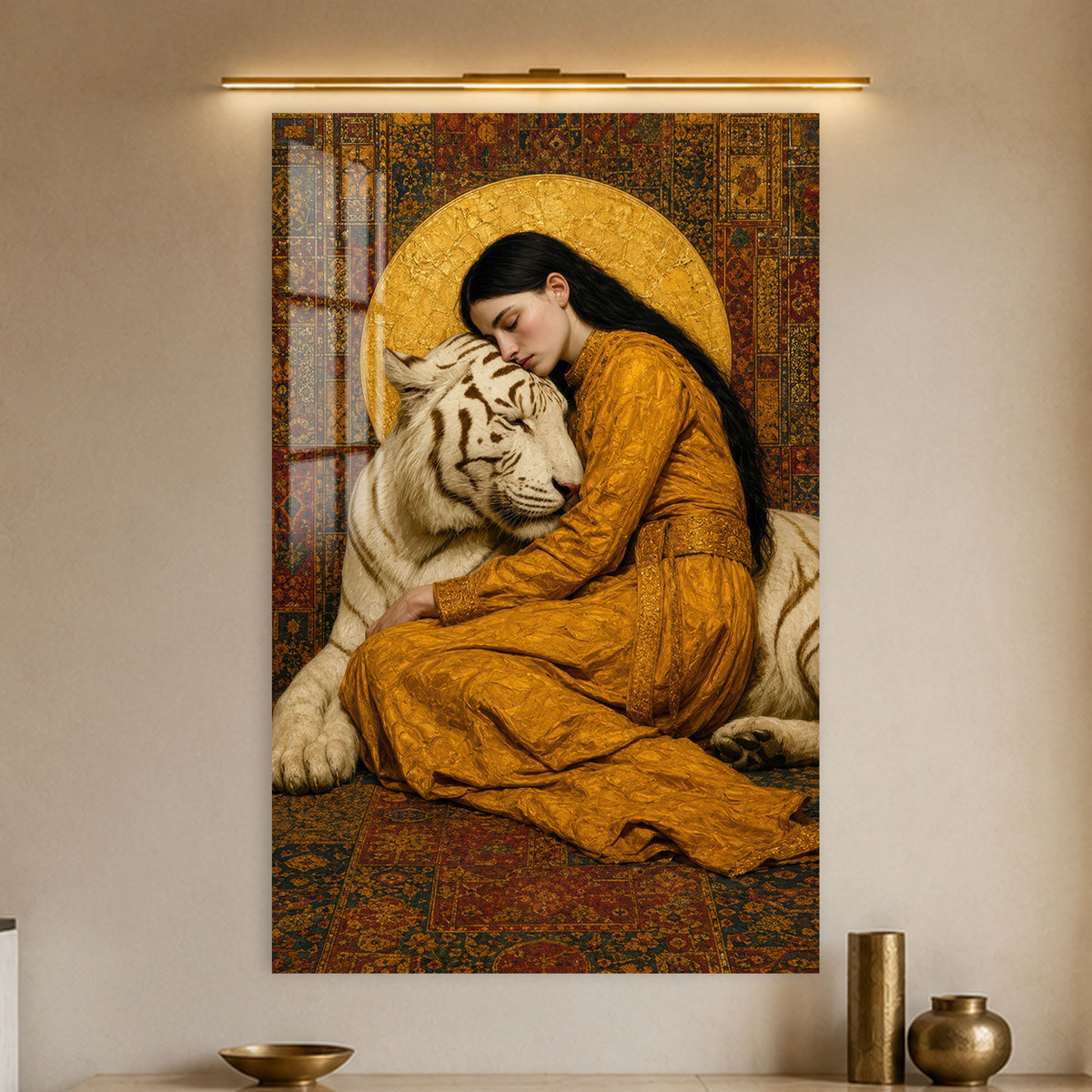 Golden Guardian in a modern room
