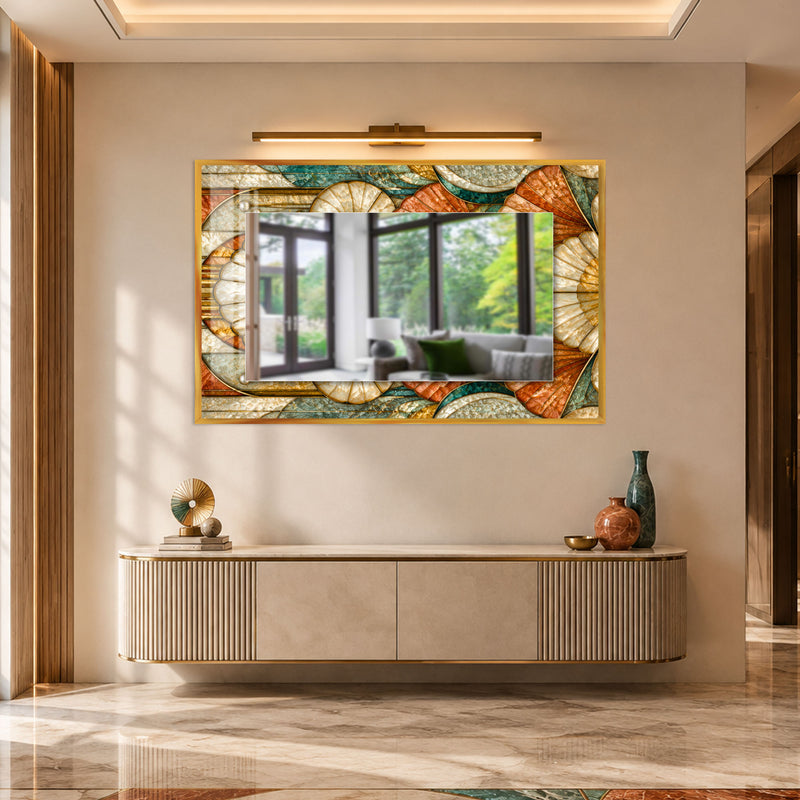 Jeweled Fan Mosaic with black frame