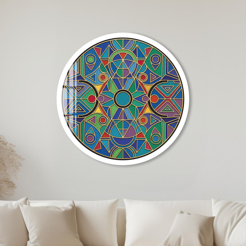 Enamel Geometric Kaleidoscope with white frame