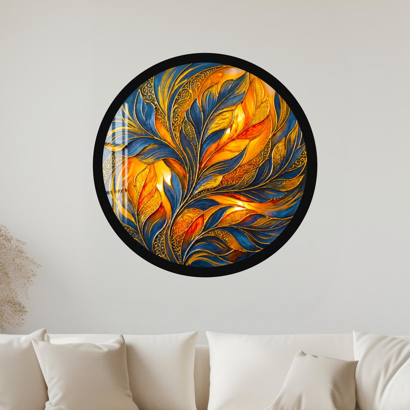 Golden Midnight Florals with gold frame