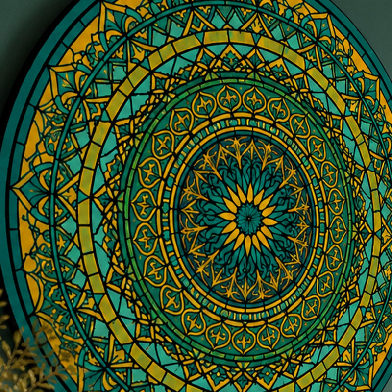 Teal Gold Rose Window Mandala lifestyle view