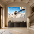 Artronauts Glass Print 18x12 cm | 7.1"x4.7" / White Elephant Sky Escalator Glass Wall Art