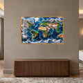 Majestic World Relief with gold frame