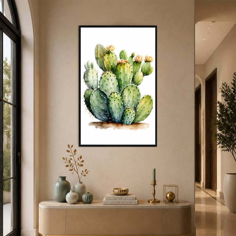 Blooming Prickly Pear with black frame