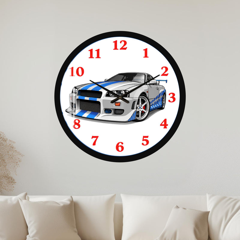 Blue Sports Car with black frame