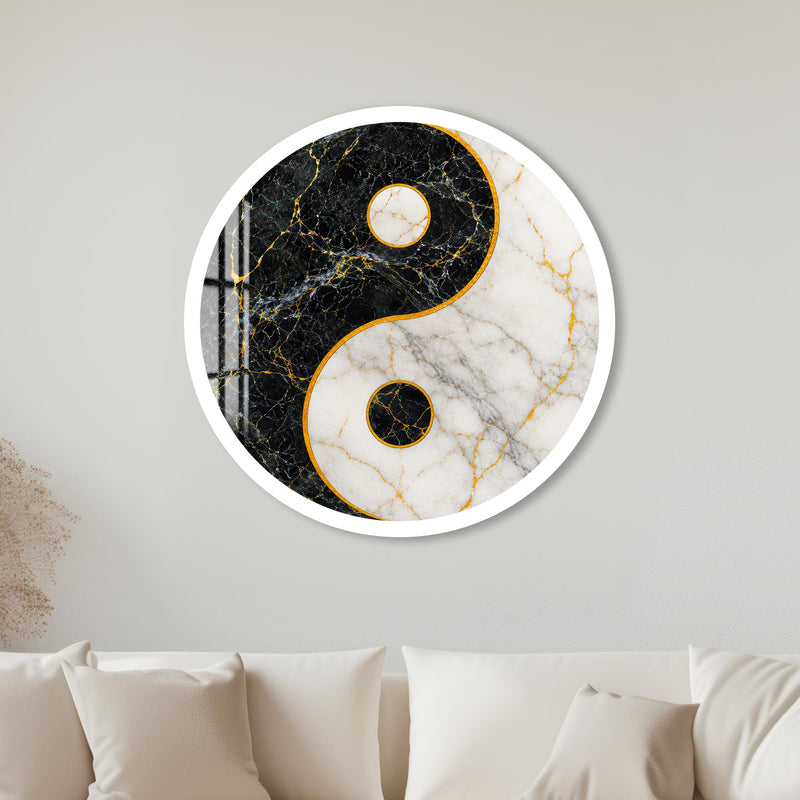 Marble Yin Yang with white frame