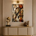 Artronauts Glass Print 12x18 cm | 4.7"x7.1" / Silver Geometric Saxophone Player Glass Wall Art