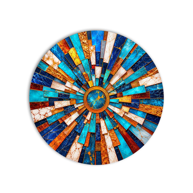 Turquoise Golden Sunburst product shot on white background