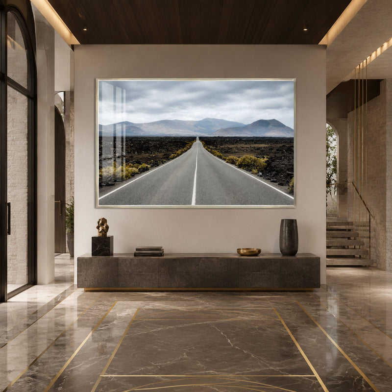Artronauts Glass Print 18x12 cm | 7.1"x4.7" / Silver Road Through Lava Glass Wall Art