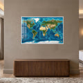 Ocean Relief World Map with white frame