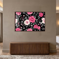 Midnight Pink Blooms with walnut frame