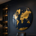 Gold World Map On Navy lifestyle view