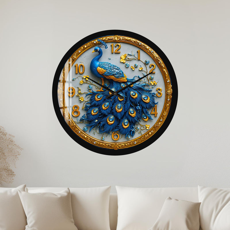 Regal Blue Peacock with black frame