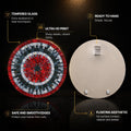 Crimson Mosaic Rings — tempered glass, ultra HD print, ready to hang