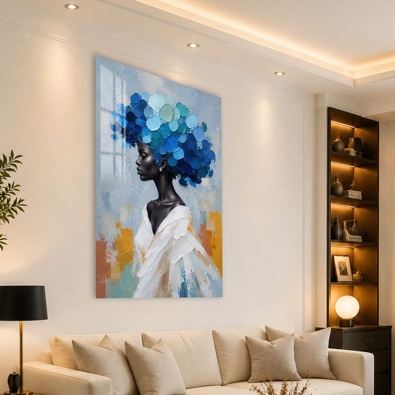 Artronauts Glass Print Blue Blossom Crown Glass Wall Art