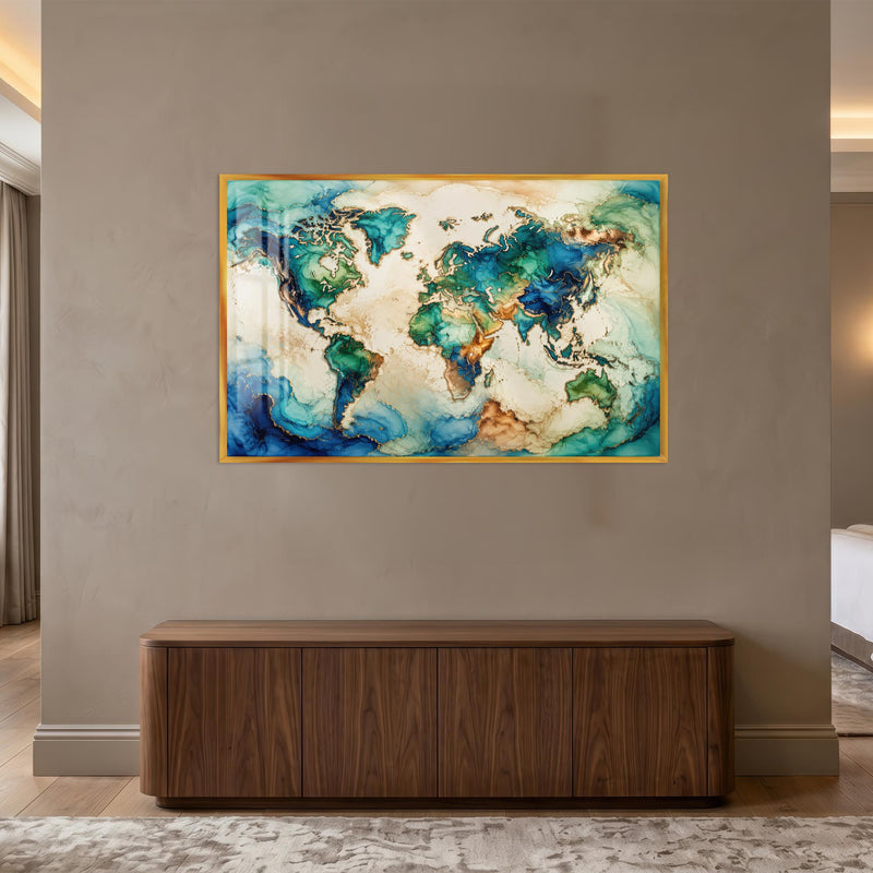 Gilded Azure World with gold frame