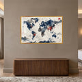 Ink Wash World Map with gold frame