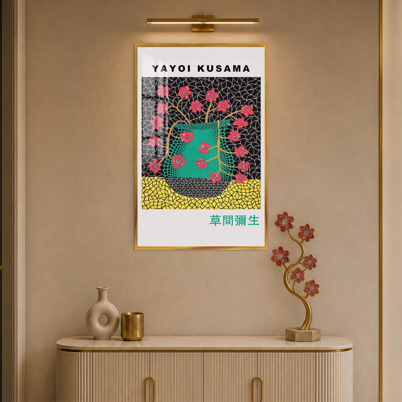 Kusama Floral Vase with gold frame