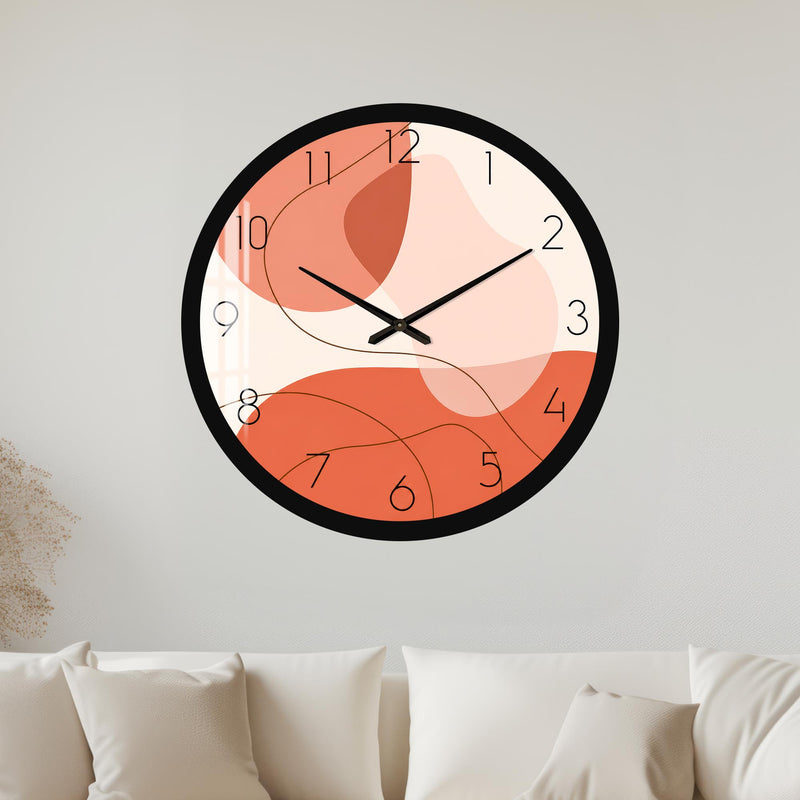 Coral Abstract Curves with black frame