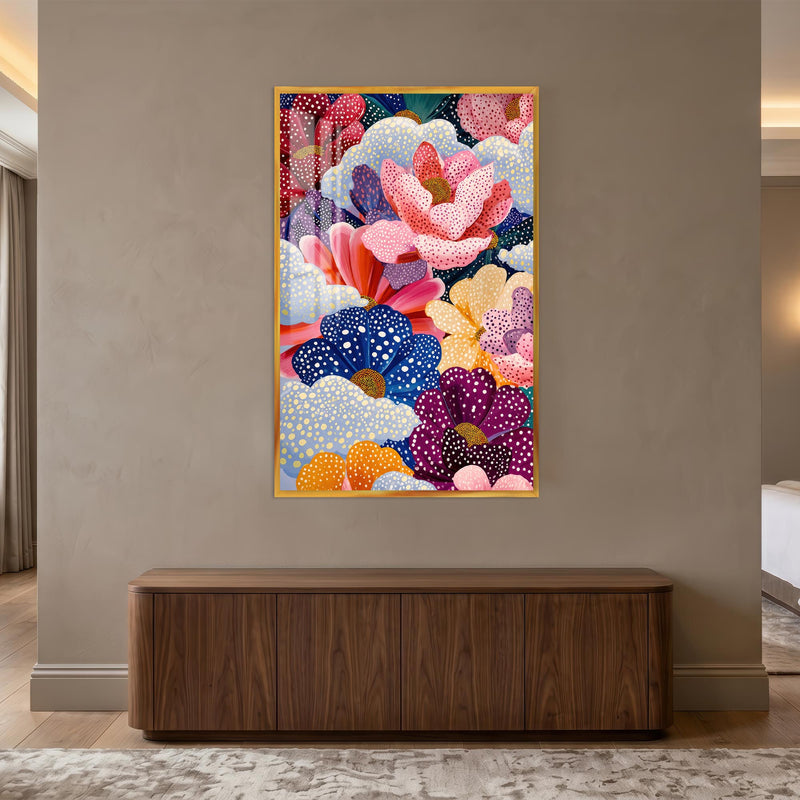 Dotted Floral Symphony with gold frame