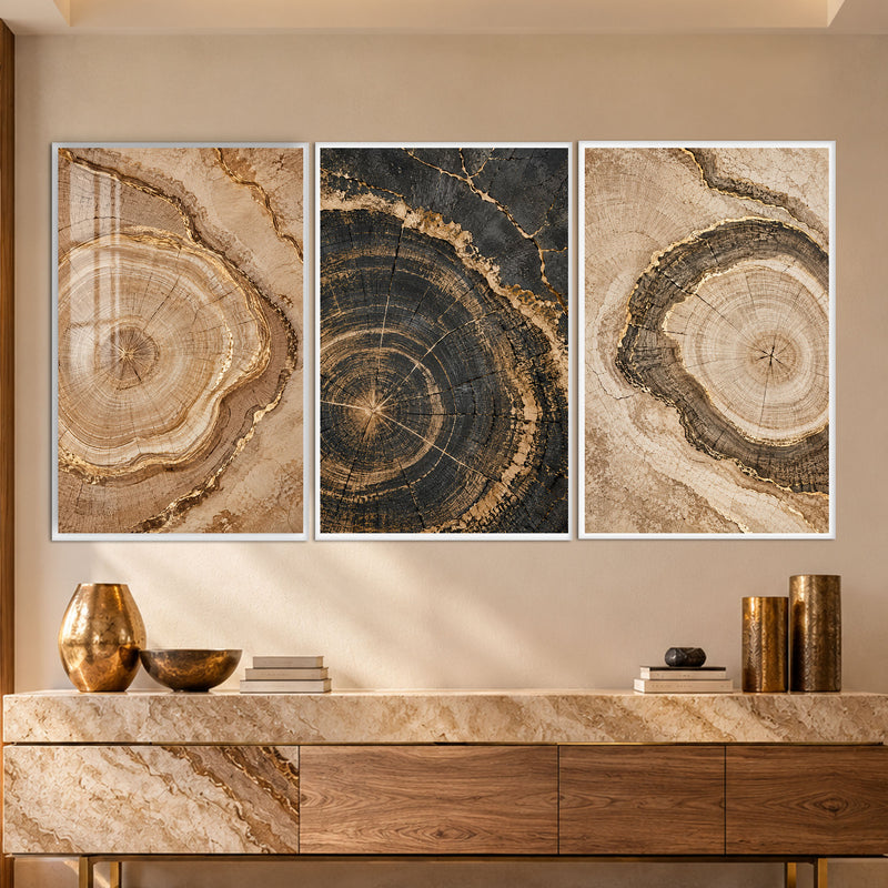 Golden Tree Ring II with white frame