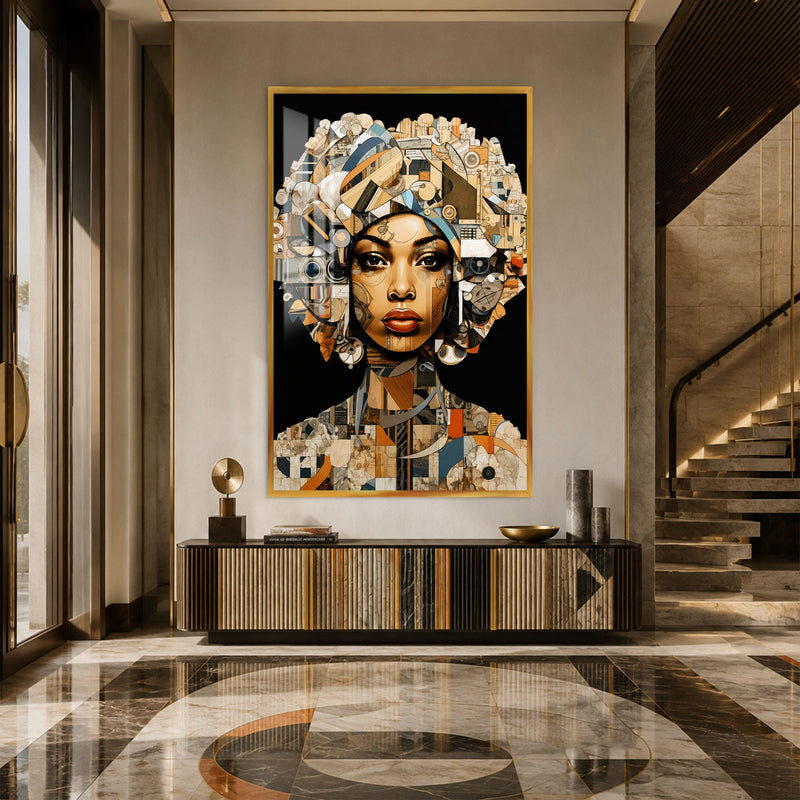 Artronauts Glass Print 12x18 cm | 4.7"x7.1" / Gold Mechanical Muse Glass Wall Art