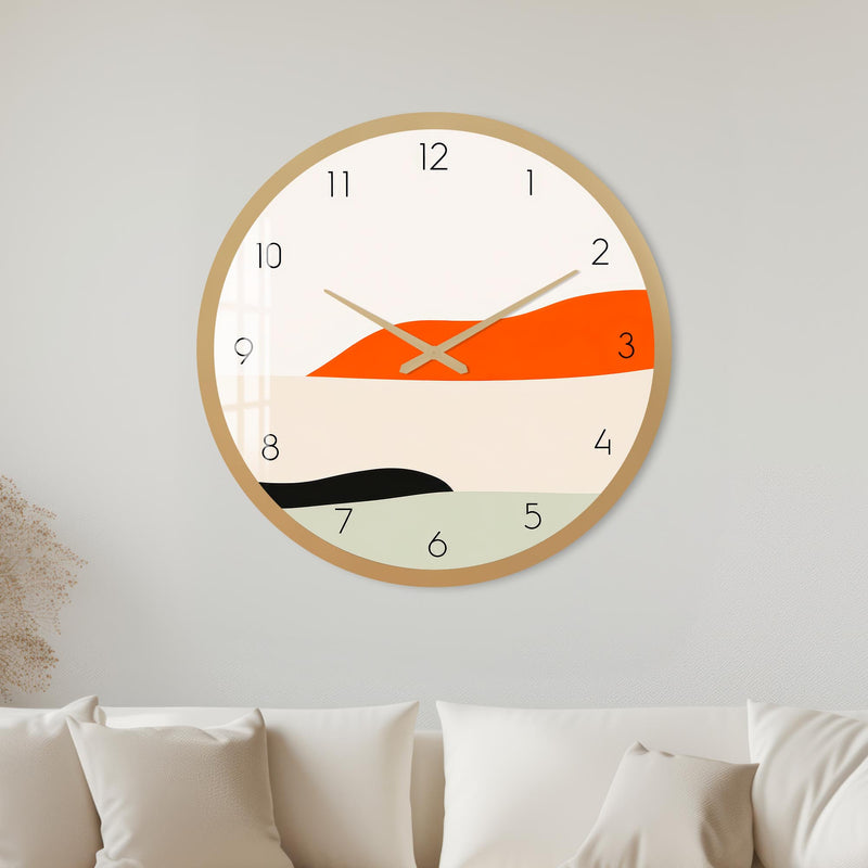Orange Wave Abstract with gold frame