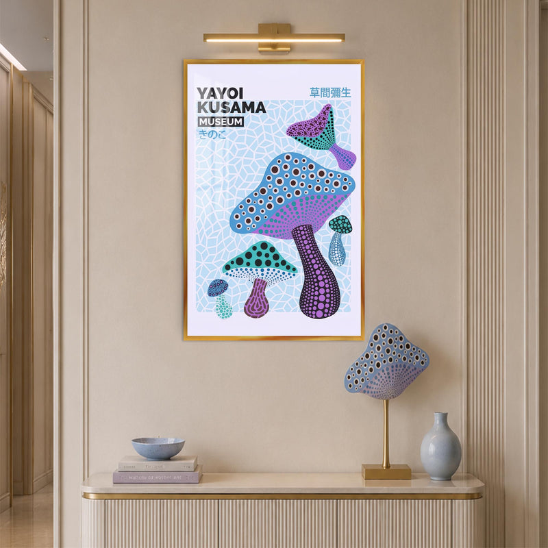 Dotted Mushroom Garden with gold frame