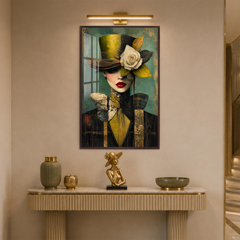 Gilded Rose Muse with walnut frame