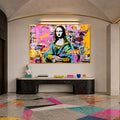 Artronauts Glass Print 18x12 cm | 7.1"x4.7" / Gold Graffiti Mona Lisa Glass Wall Art